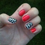 Checkered Nails - Red & Black & White